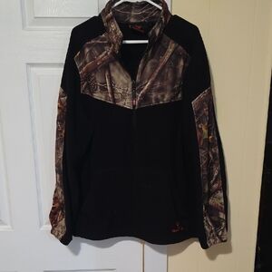 Black Pullover Jacket with Brown Camo Accents
